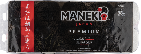 Изображение Туалетная бумага 3х слойная Манеки премиум сакура 215 листов Манеки м/у, 10 шт