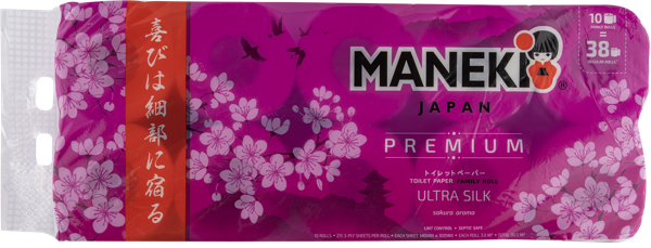 Изображение Туалетная бумага 3х слойная Манеки блэк энд вайт жасмин 214 листов Манеки м/у, 10 шт