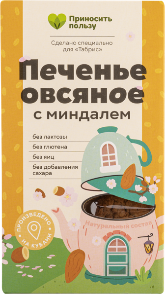 Изображение Печенье овсяное Табрис без глютена миндаль Перкина Е.А. ИП к/у, 85 г