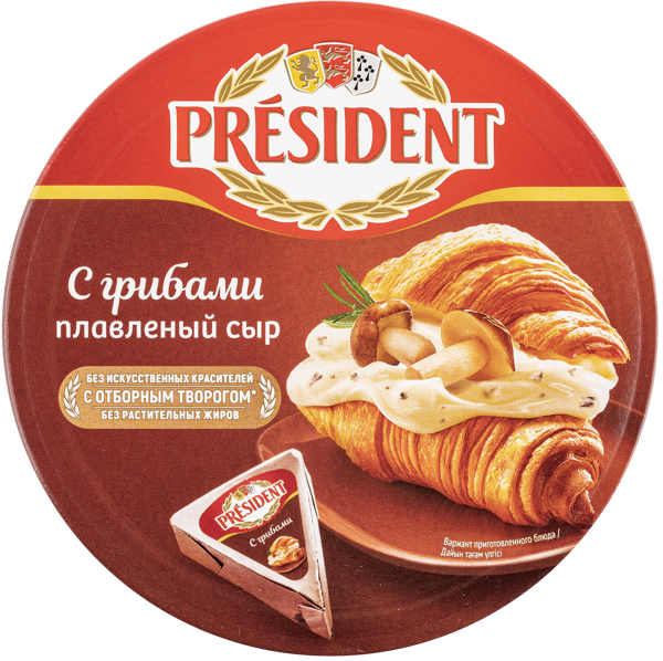 Изображение Сыр 8 сегментов Президент с грибами Лакталис кор, 140 г