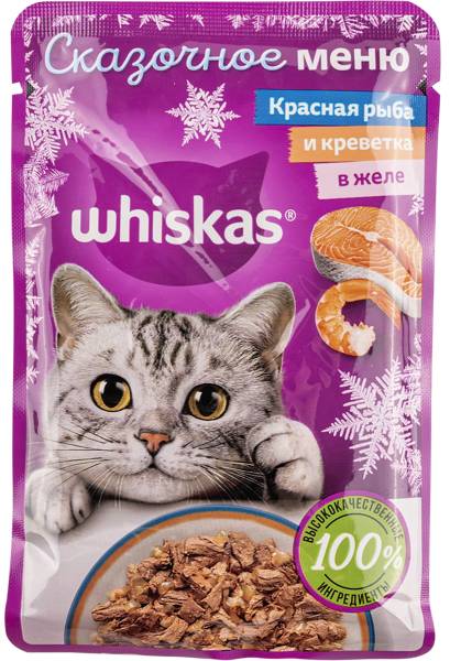 Изображение Корм для кошек Вискас Сказочное меню желе красная рыба креветк Марс м/у, 75 г