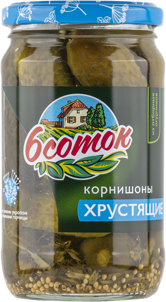 Изображение Корнишоны маринованные 6 Соток хрустящие Агро-Инвест с/б, 350 г