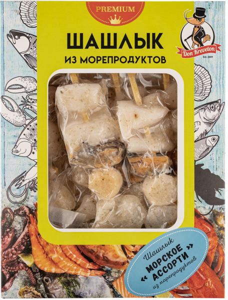 Изображение Шашлык замороженный Дон Креветон морское ассорти Креветка ООО в/у, 300 г