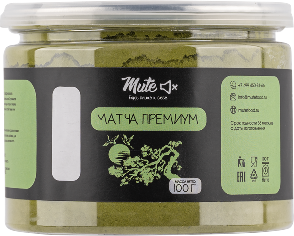 Изображение Чай зеленый Мьют матча премиум Мьют п/б, 100 г