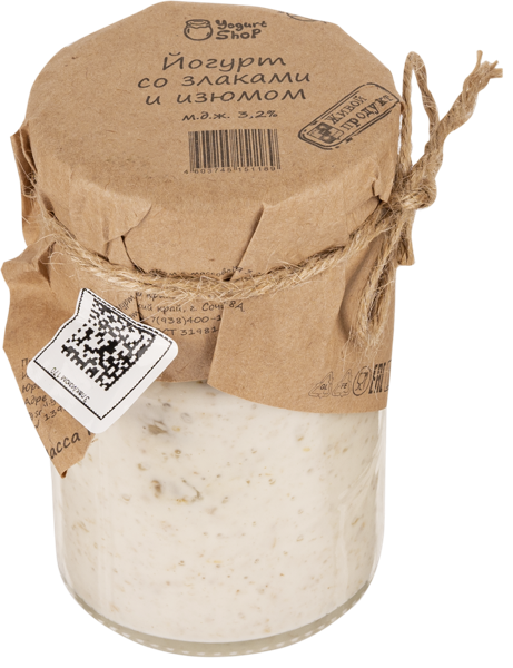 Изображение Йогурт 3,2% Йогурт Шоп злаки изюм Йогурт шоп с/б, 170 г