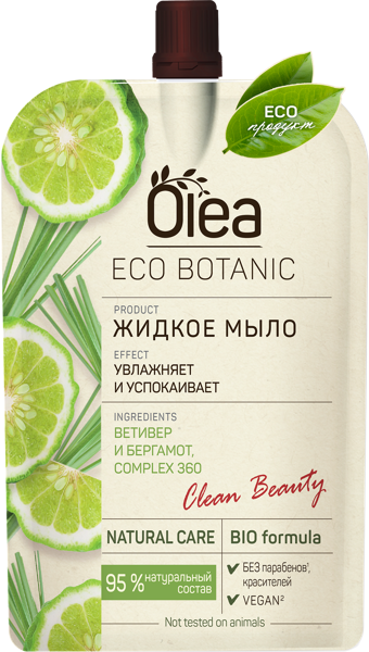 Изображение Мыло жидкое для рук Олеа эко ботаник ветивер и бергамот Коттон Клаб м/у, 450 мл