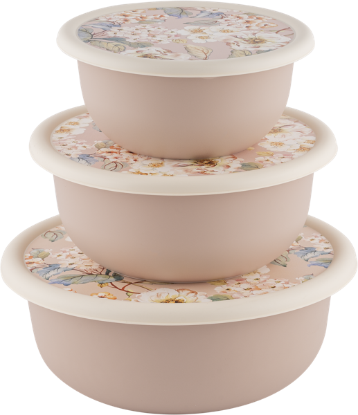 Изображение Миска 1,2-3,2л с крышкой Хомвер модена розовая Хомвер , 3 шт