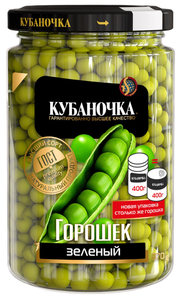 Изображение Горошек зеленый Кубаночка премиум молочный Гранд Стар с/б, 370 г