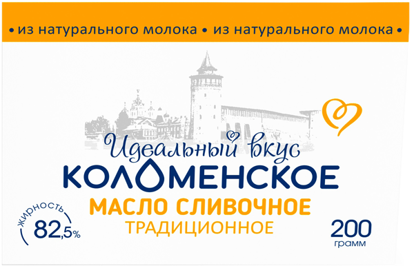 Изображение Масло 82,5% сливочное Коломенское традиционное несоленое Коломенское м/у, 200 г