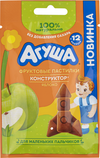 Изображение Фруктовые пастилки с 12 мес Агуша яблоко ВБД м/у, 12 г