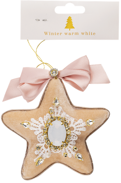 Изображение Подвеска 12см текстиль Купман розовая с камнем и бантом Купман Интернэшнл , 1 шт