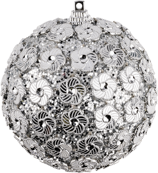 Изображение Шар 8см пластик Купман пайетки цветочные серебро Купман Интернэшнл , 1 шт