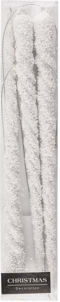 Изображение Елочное украшение 23см пластик Купман сосулька белая с блесткам Купман Интернэшнл , 3 шт