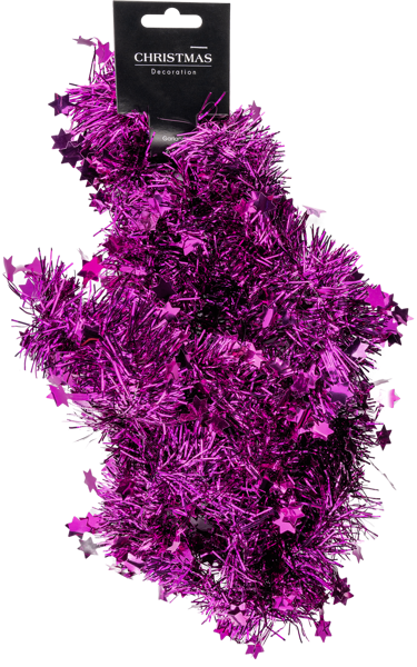 Изображение Мишура 2м Купман фиолетовая со звездами Купман Интернэшнл , 1 шт