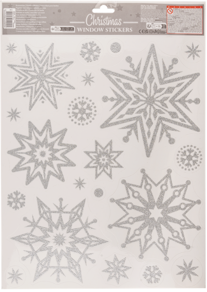 Изображение Наклейки 30*42см на окно Купман снежинки серебряные Купман Интернэшнл м/у, 1 шт