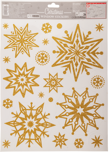 Изображение Наклейки 30*42см на окно Купман снежинки золотые Купман Интернэшнл м/у, 1 шт