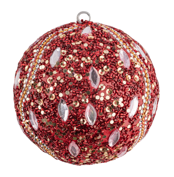 Изображение Шар 10см пластик Купман красный с бисером в асс Купман Интернэшнл , 1 шт