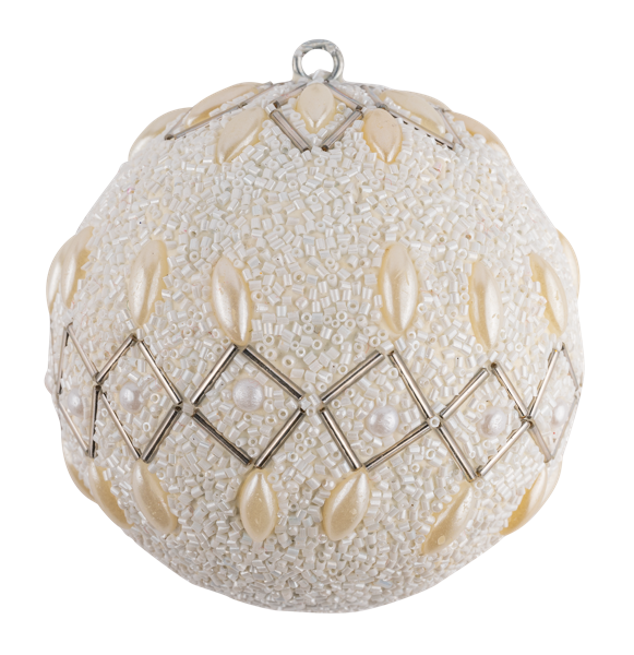 Изображение Шар 10см пластик Купман белый с бисером в асс Купман Интернэшнл , 1 шт