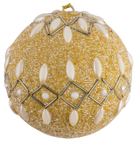 Изображение Шар 10см пластик Купман шампань с бисером в асс Купман Интернэшнл , 1 шт