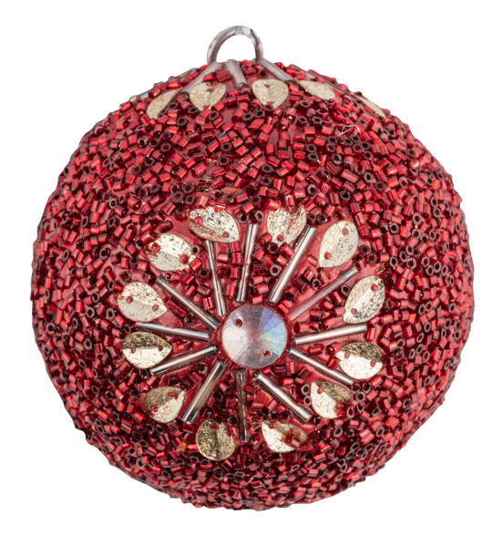 Изображение Шар 8см пластик Купман красный с бисером в асс Купман Интернэшнл , 1 шт