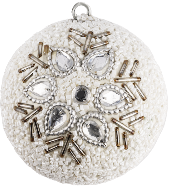 Изображение Шар 8см пластик Купман белый с бисером в асс Купман Интернэшнл , 1 шт