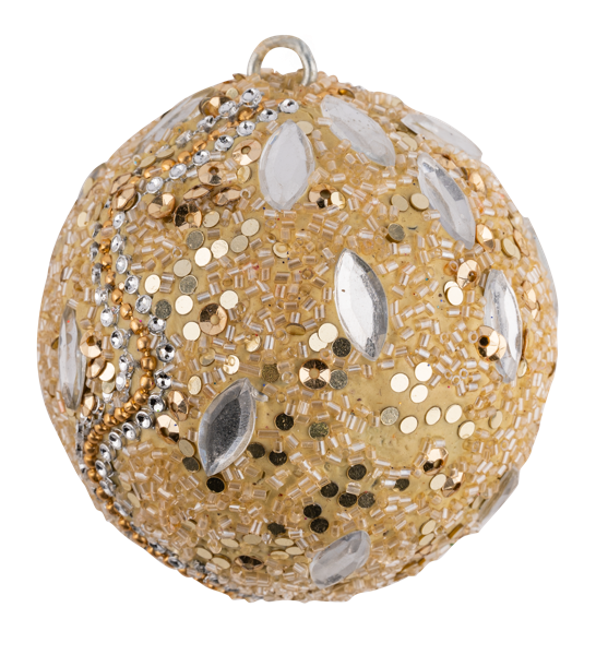 Изображение Шар 8см пластик Купман шампань с бисером в асс Купман Интернэшнл , 1 шт