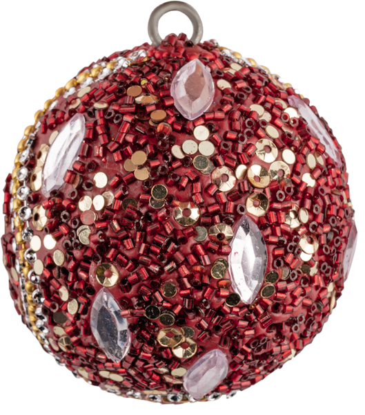 Изображение Шар 6см пластик Купман красный с бисером в асс Купман Интернэшнл , 1 шт