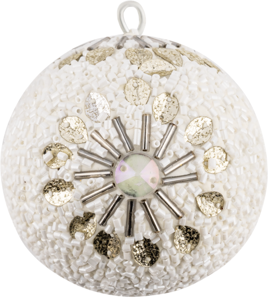 Изображение Шар 6см пластик Купман белый с бисером в асс Купман Интернэшнл , 1 шт