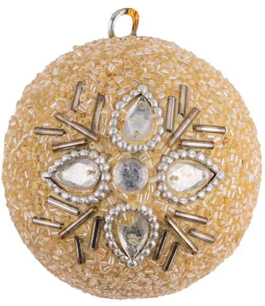 Изображение Шар 6см пластик Купман шампань с бисером в асс Купман Интернэшнл , 1 шт