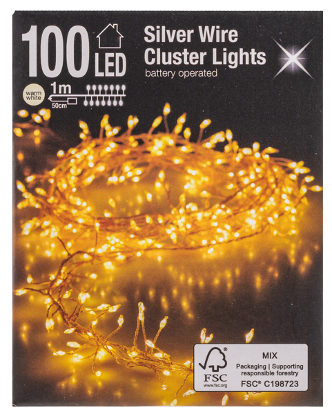 Изображение Электрогирлянда 1м на батарейках Купман роса 100 теплых ЛЕД ламп Купман Интернэшнл п/у, 1 шт