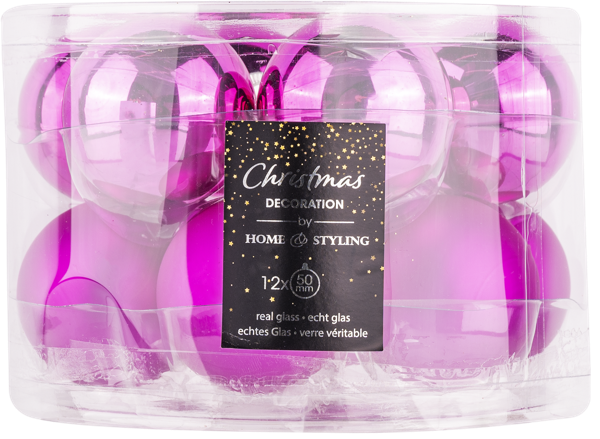 Изображение Шар 5см стекло Купман фуксия глянцевый матовый Купман Интернэшнл п/у, 12 шт