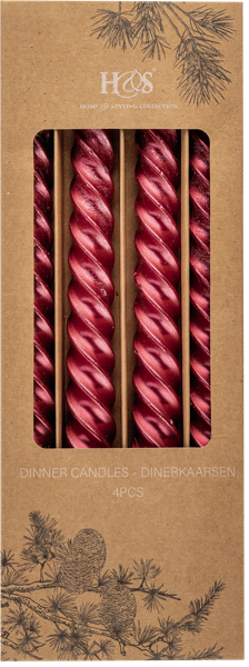 Изображение Свеча 25см декоративная Купман красная закрученная Купман Интернэшнл , 4 шт