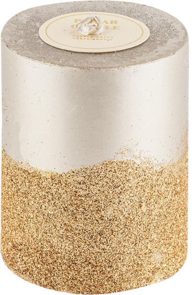 Изображение Свеча 9см столбик Купман кремовая золотая с блестк Купман Интернэшнл , 1 шт