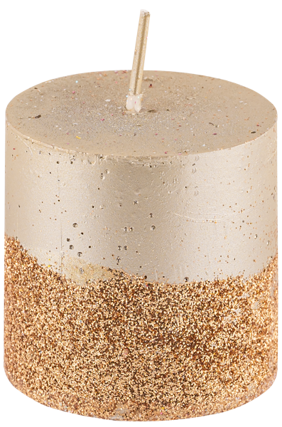 Изображение Свеча 5см столбик Купман кремовая золотая с блестк Купман Интернэшнл , 1 шт