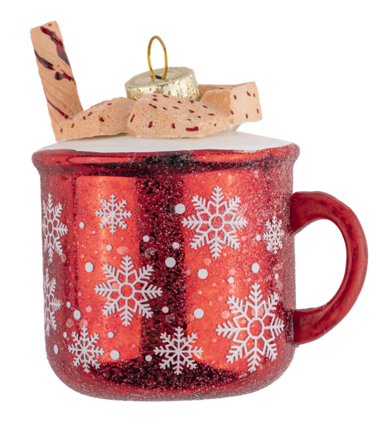 Изображение Елочное украшение 7см стекло Купман чашка шоколада красная Купман Интернэшнл , 1 шт