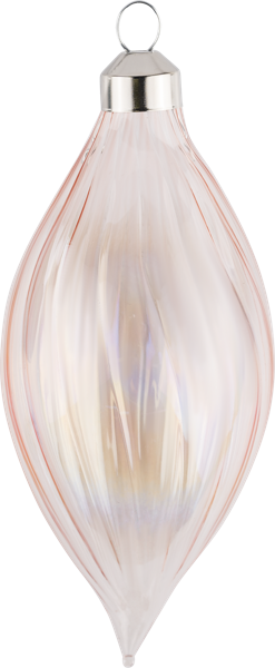 Изображение Елочное украшение 12см стекло Купман капля белая розовая Купман Интернэшнл , 1 шт