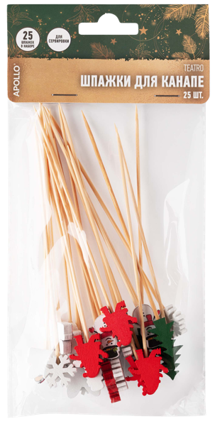 Изображение Шпажки для канапе Аполло подарки снеговики Нинбо Хонор Вижн м/у, 25 шт