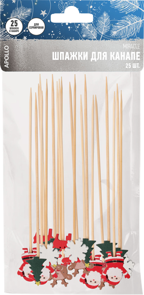 Изображение Шпажки для канапе Аполло санта олени елки Нинбо Хонор Вижн м/у, 25 шт