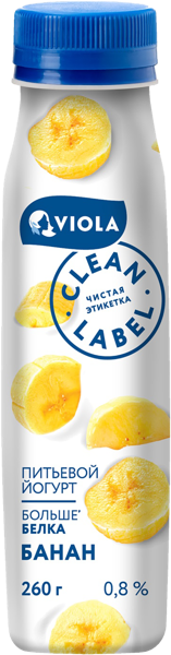 Изображение Йогурт 0,4% питьевой Виола банан Виола п/б, 260 мл