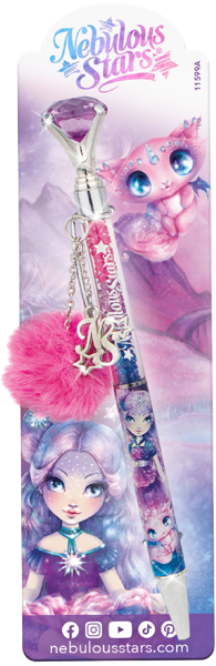 Изображение Ручка черная шариковая Небулус Старс Небулия помпон кристаллы ТвинТим Эдженси к/у, 1 шт