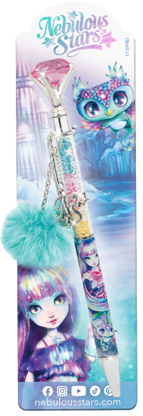 Изображение Ручка черная шариковая Небулус Старс Айседора помпон кристаллы ТвинТим Эдженси к/у, 1 шт