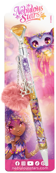 Изображение Ручка черная шариковая Небулус Старс Орелия помпон кристаллы ТвинТим Эдженси к/у, 1 шт