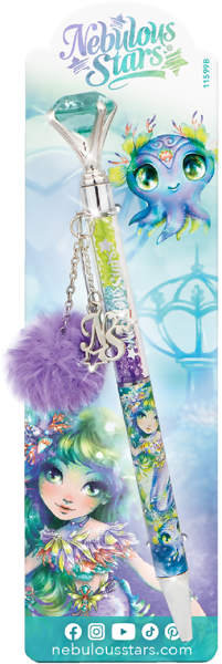 Изображение Ручка черная шариковая Небулус Старс Мариния помпон кристаллы ТвинТим Эдженси , 1 шт