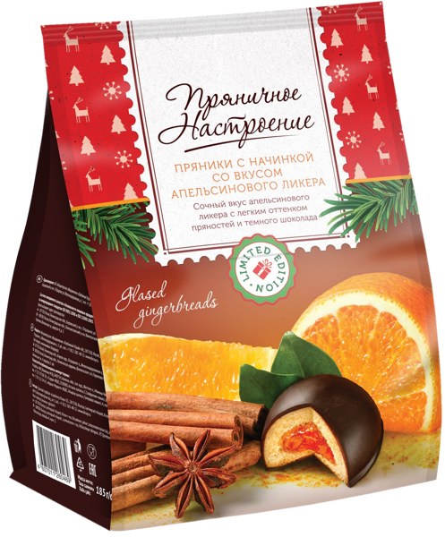Изображение Пряники в глазури Пряничное настроение апельсиновый ликер Любимый край м/у, 185 г