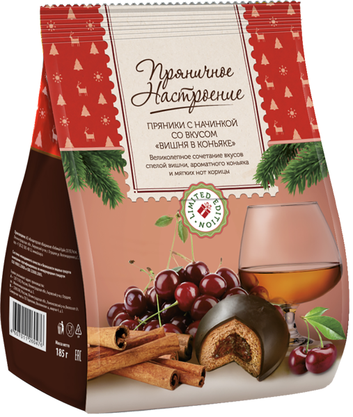 Изображение Пряники в глазури Пряничное настроение вишня в коньяке Любимый край м/у, 185 г