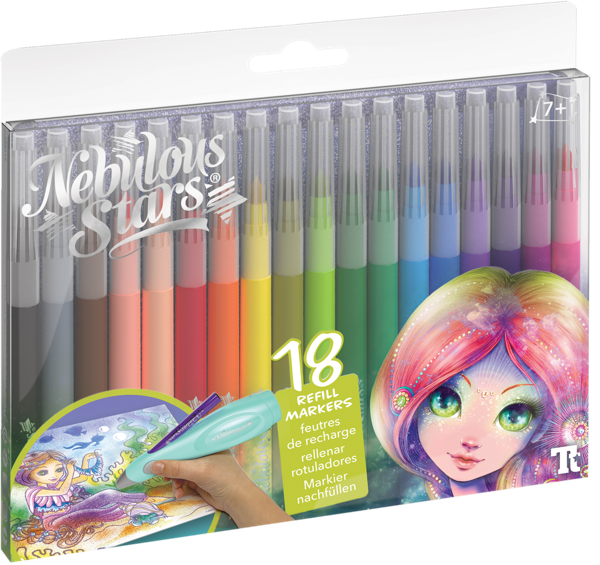 Изображение Фломастеры цветные аэрозольные Небулус Старс Коралия ТвинТим Эдженси п/у, 18 шт