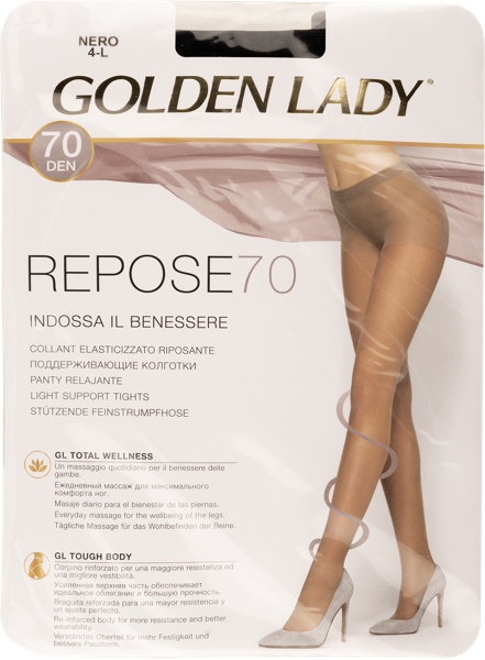 Изображение Колготки 70 ден размер 4 Голден Леди Репосе Неро Единая Европа Элит м/у, 1 шт