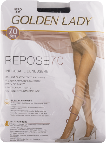 Изображение Колготки 70 ден размер 3 Голден Леди Репосе Неро Единая Европа Элит м/у, 1 шт