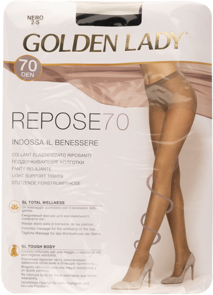Изображение Колготки 70 ден размер 2 Голден Леди Репосе Неро Единая Европа Элит м/у, 1 шт
