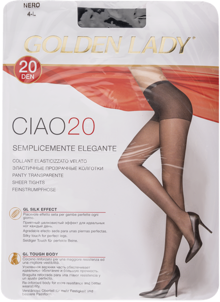 Изображение Колготки 20 ден размер 4 Голден Леди Циао Неро Единая Европа Элит м/у, 1 шт